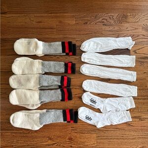 Cabela's White and Gray Men's Wool Socks (5 pair)  and sock liners (6 pair)